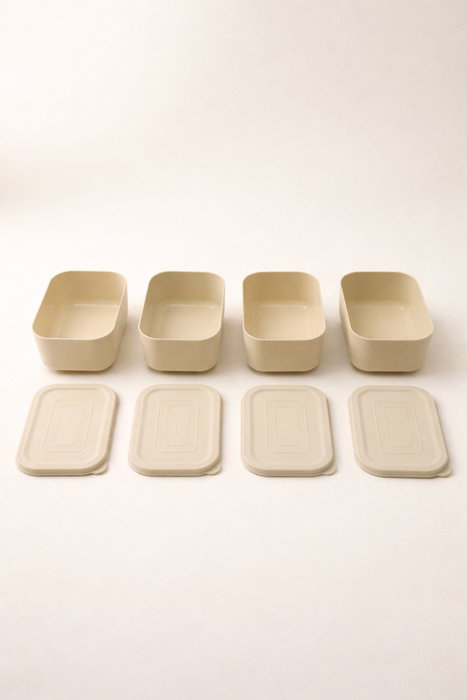 Hermia Juego de cajas de almacenamiento BU0054, 6 piezas, Crema Hermia Juego de cajas de almacenamiento BU0054, 6 piezas, Crema